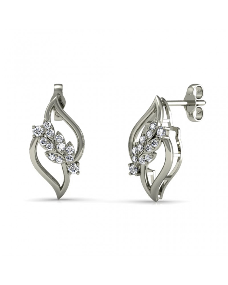 Crystal Ivy Earrings-Silver 